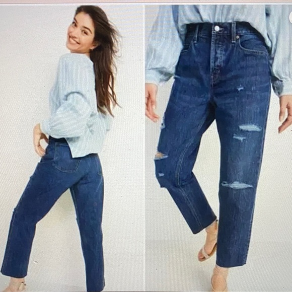 Old Navy Denim - NWT Old Navy Slouchy Straight Relaxed Distressed High Rise Cropped Jeans